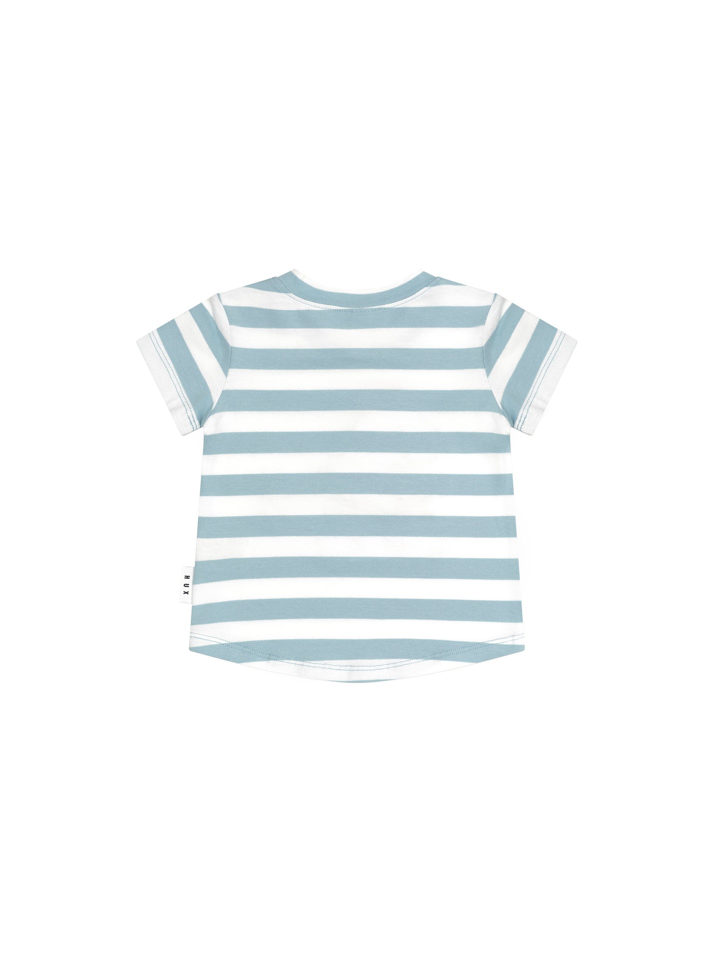 Huxbaby Construction Dino Stripe T-Shirt Marine Blue/Almond Milk