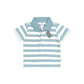 Huxbaby T-Rex Stripe Polo T-Shirt Marine Blue/Almond Milk