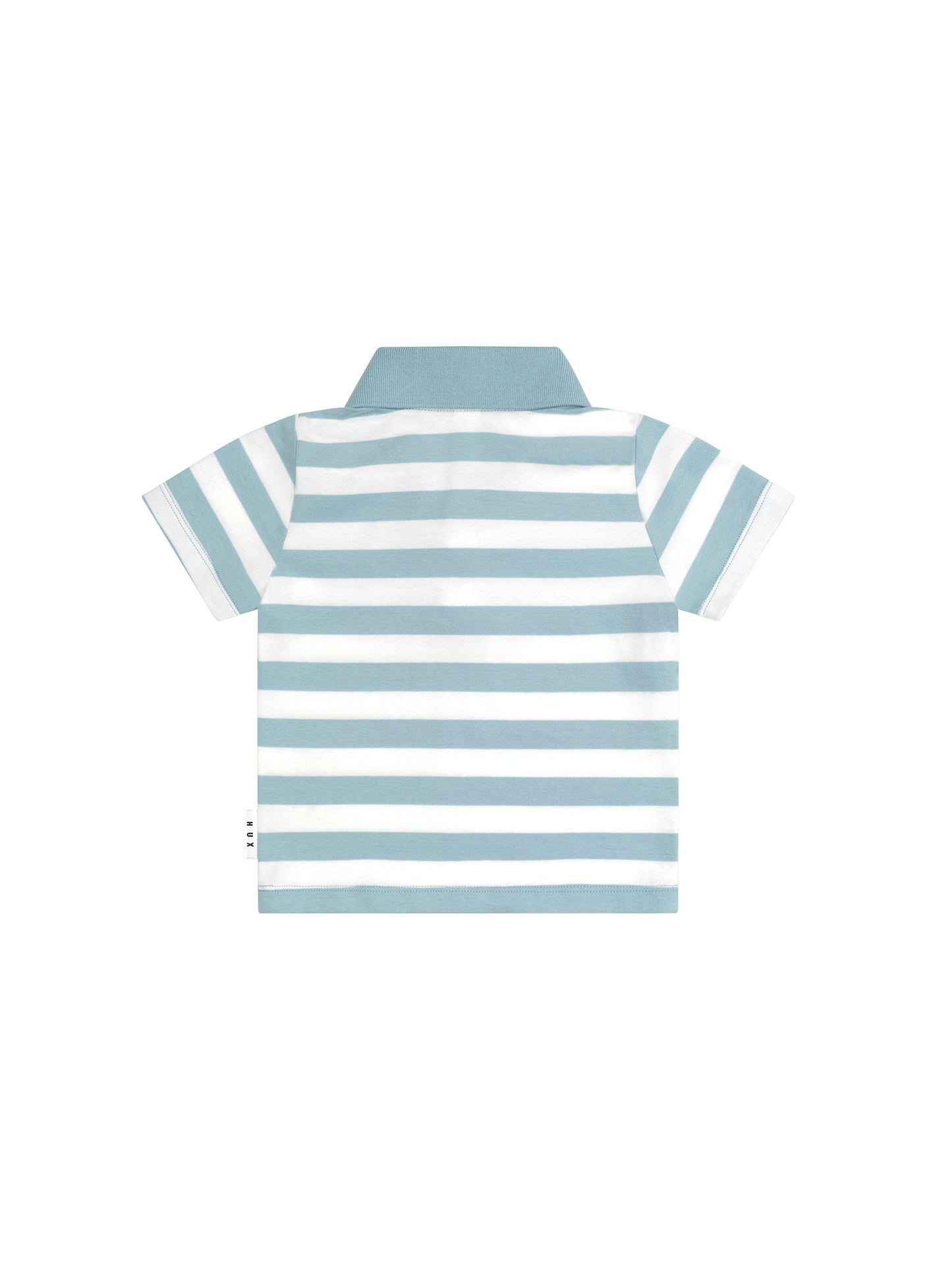 Huxbaby T-Rex Stripe Polo T-Shirt Marine Blue/Almond Milk