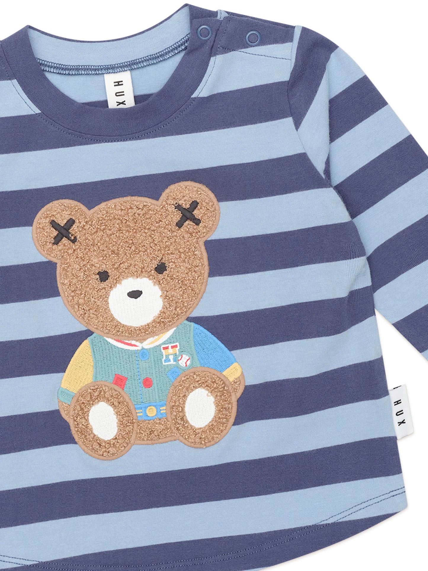 Huxbaby Furry Hux Blue Stripe Bear Long Sleeve Top