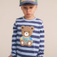 Huxbaby Furry Hux Blue Stripe Bear Long Sleeve Top