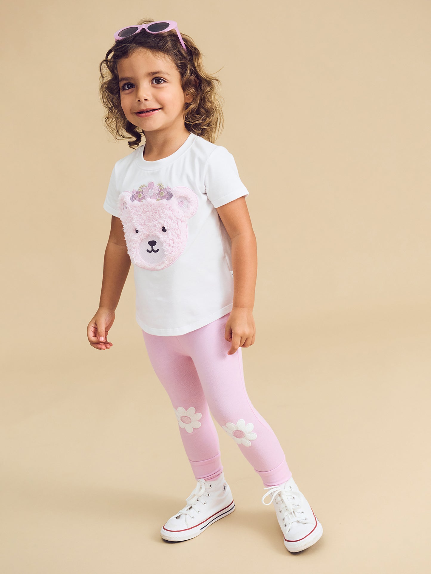 Huxbaby Daisy Furry Bear T-Shirt White