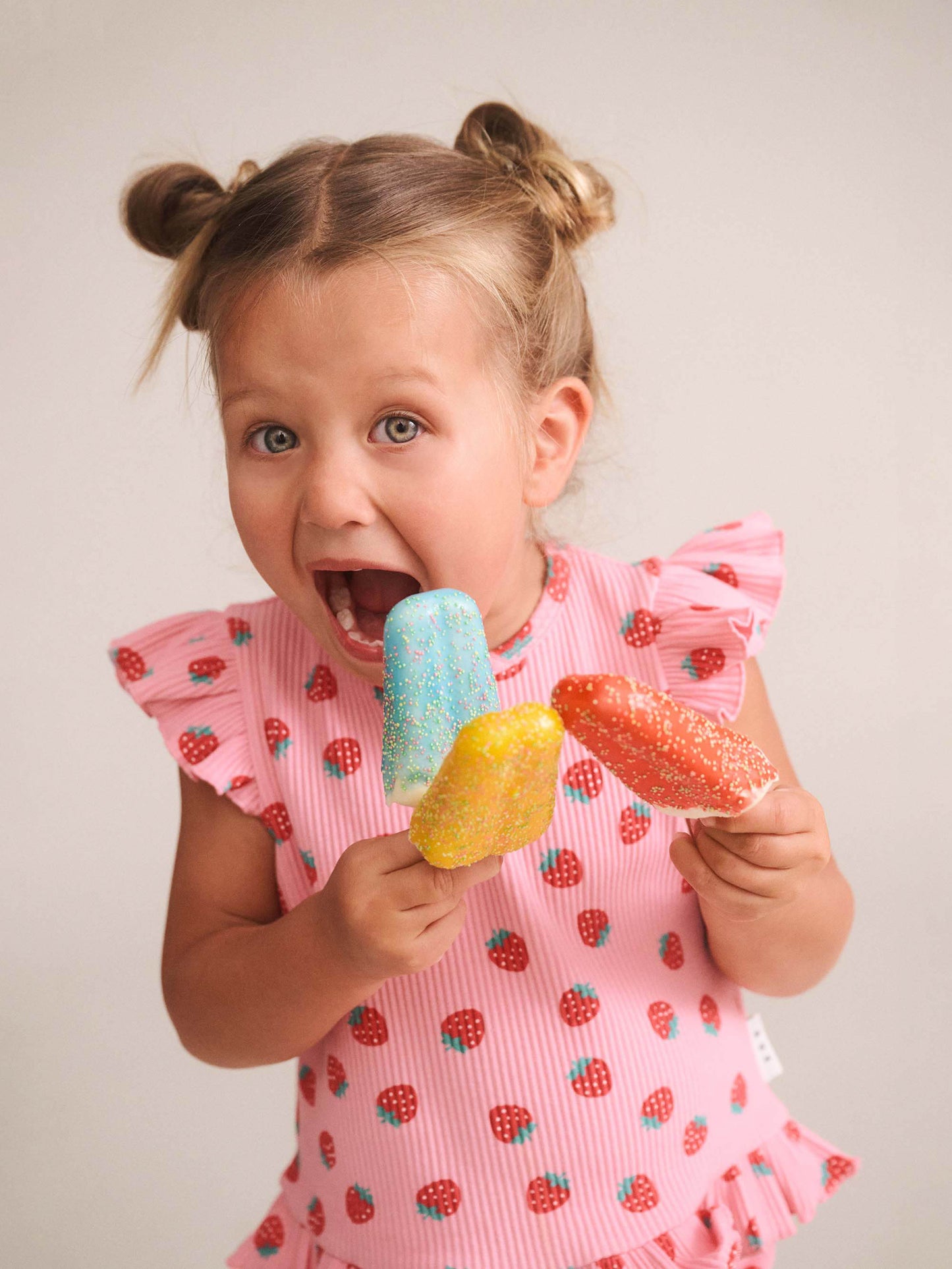 Huxbaby Strawberry Print Rin Peplum Tee