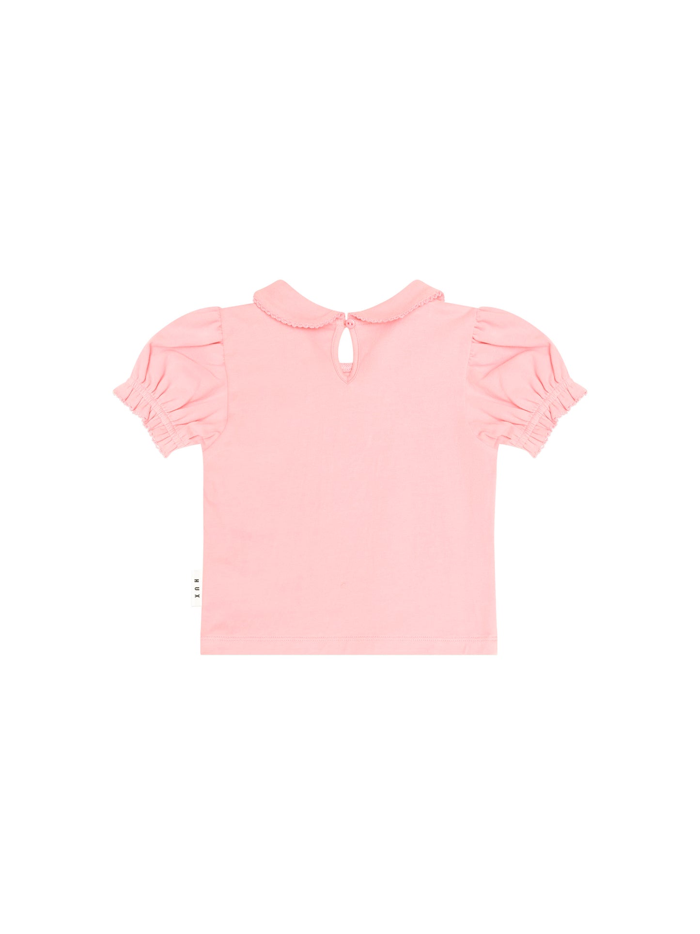 Huxbaby Floral Collar Puff Short Sleeve Tee Vintage Pink