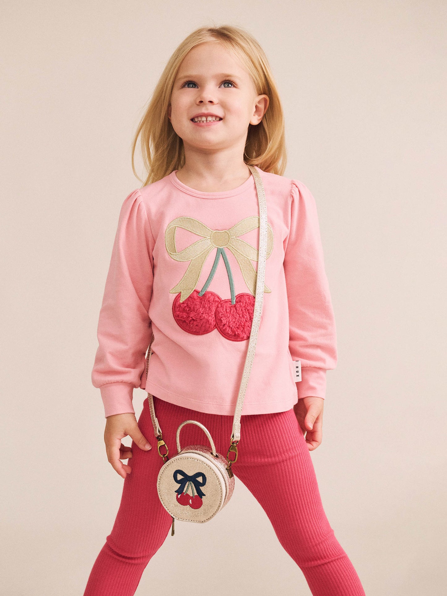 Huxbaby Cherry Bow Puff Sleeve Top