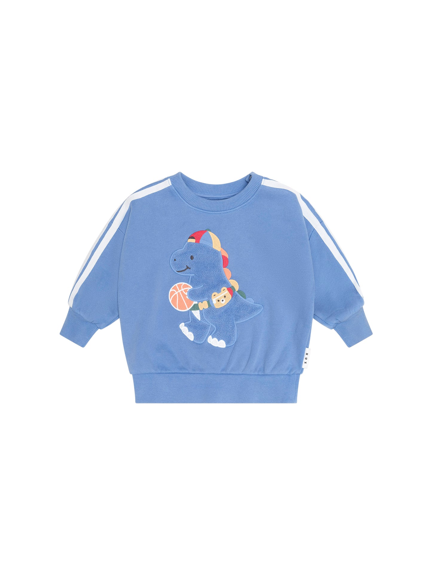 Huxbaby Baller Dino Sporty Stripe Sweatshirt Vintage Blue