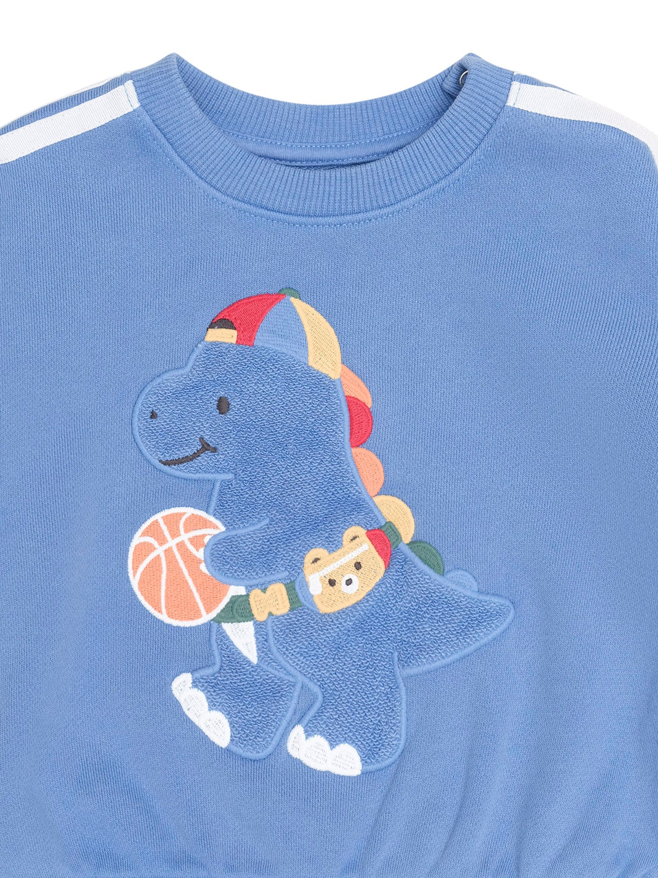 Huxbaby Baller Dino Sporty Stripe Sweatshirt Vintage Blue