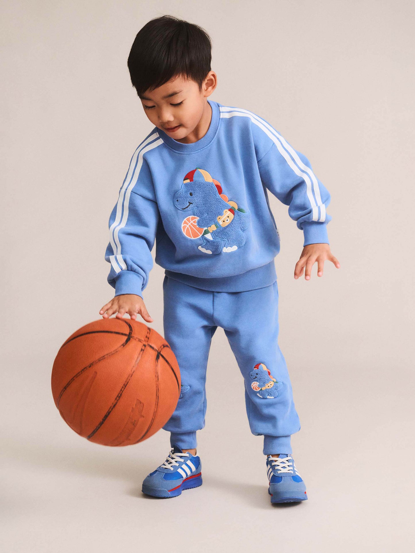 Huxbaby Baller Dino Sporty Stripe Sweatshirt Vintage Blue