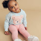 Huxbaby Furry Heart Bear Sweatshirt Blue Misty