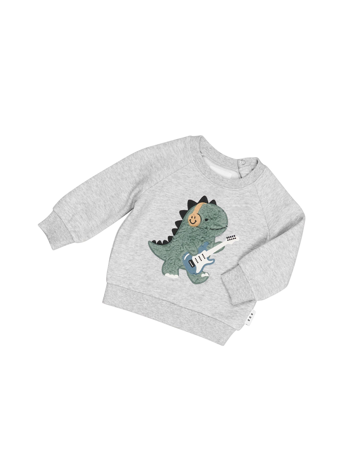 Huxbaby Furry Dino Sweatshirt Grey Marle