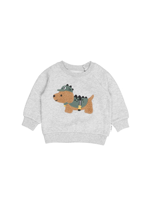 Huxbaby Dino Dog Sweatshirt Grey Marle