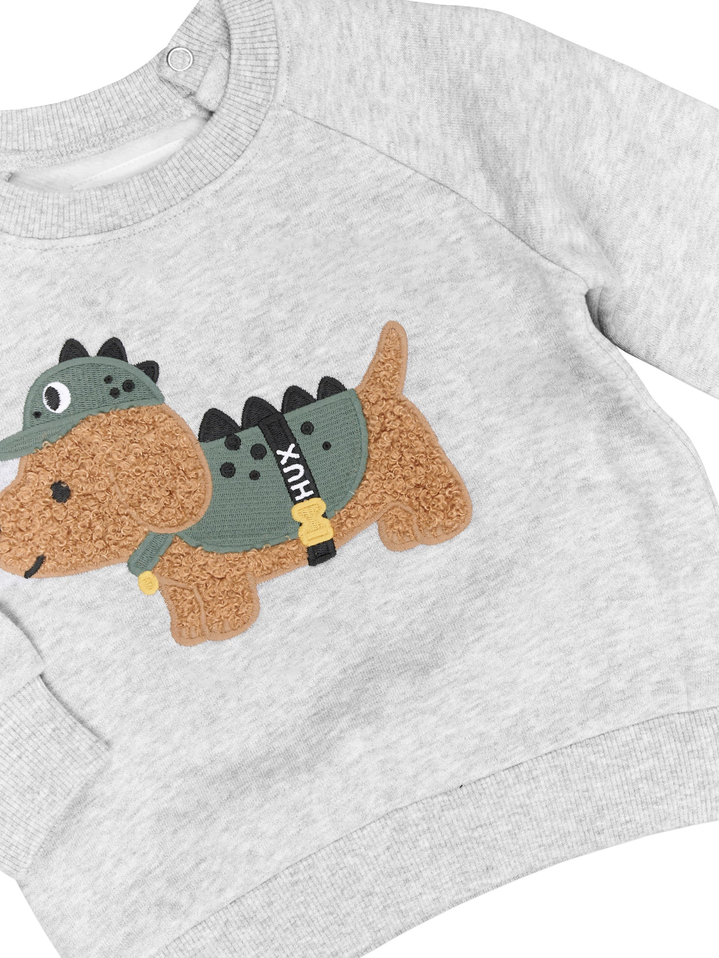 Huxbaby Dino Dog Sweatshirt Grey Marle