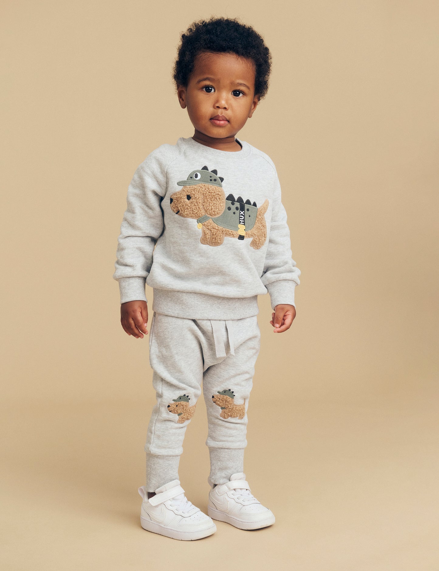 Huxbaby Dino Dog Sweatshirt Grey Marle