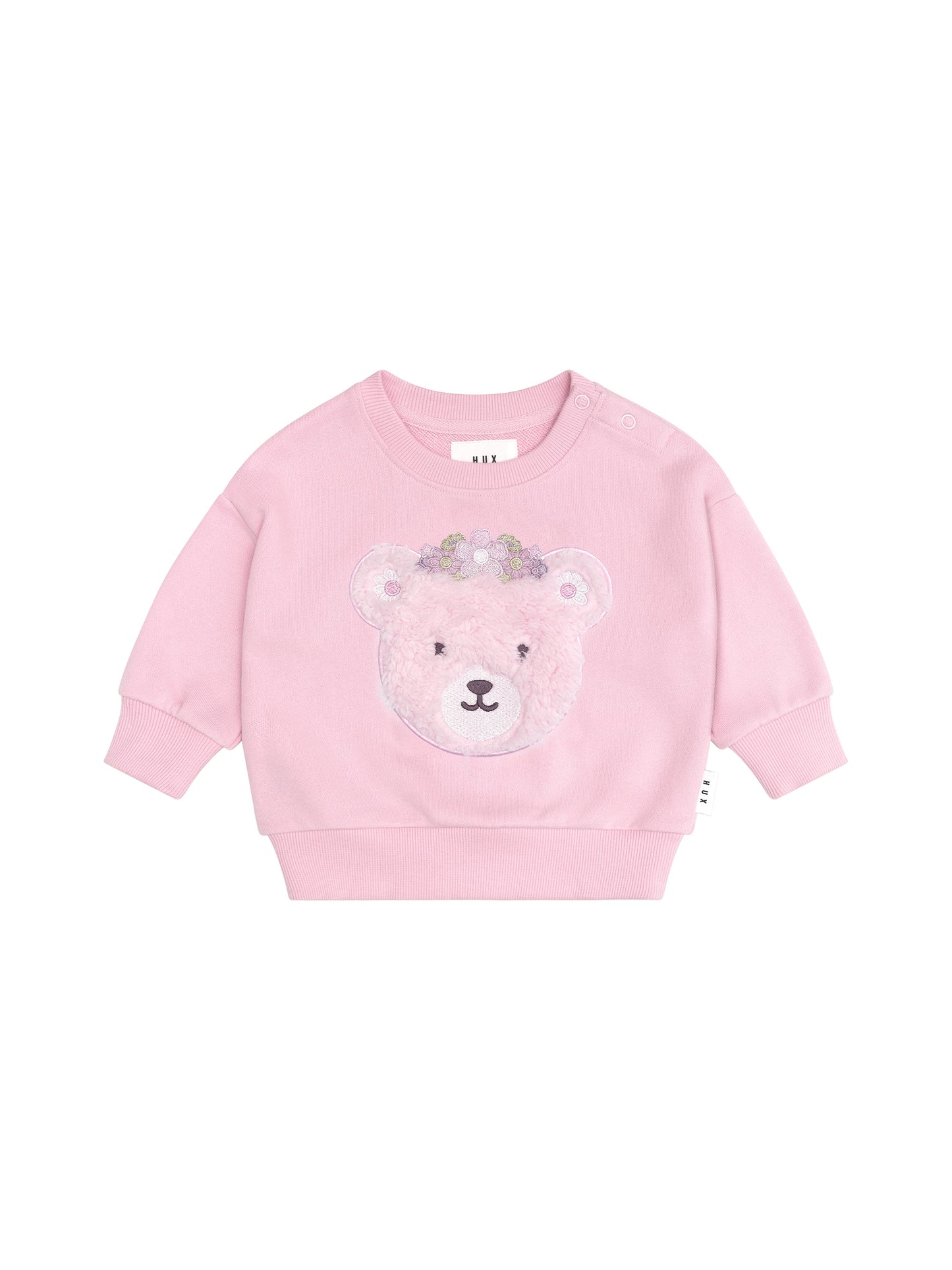 Huxbaby Daisy Furry Bear Sweatshirt Lilac Mist