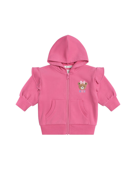 Huxbaby Zip Up Frill Hoodie Berry