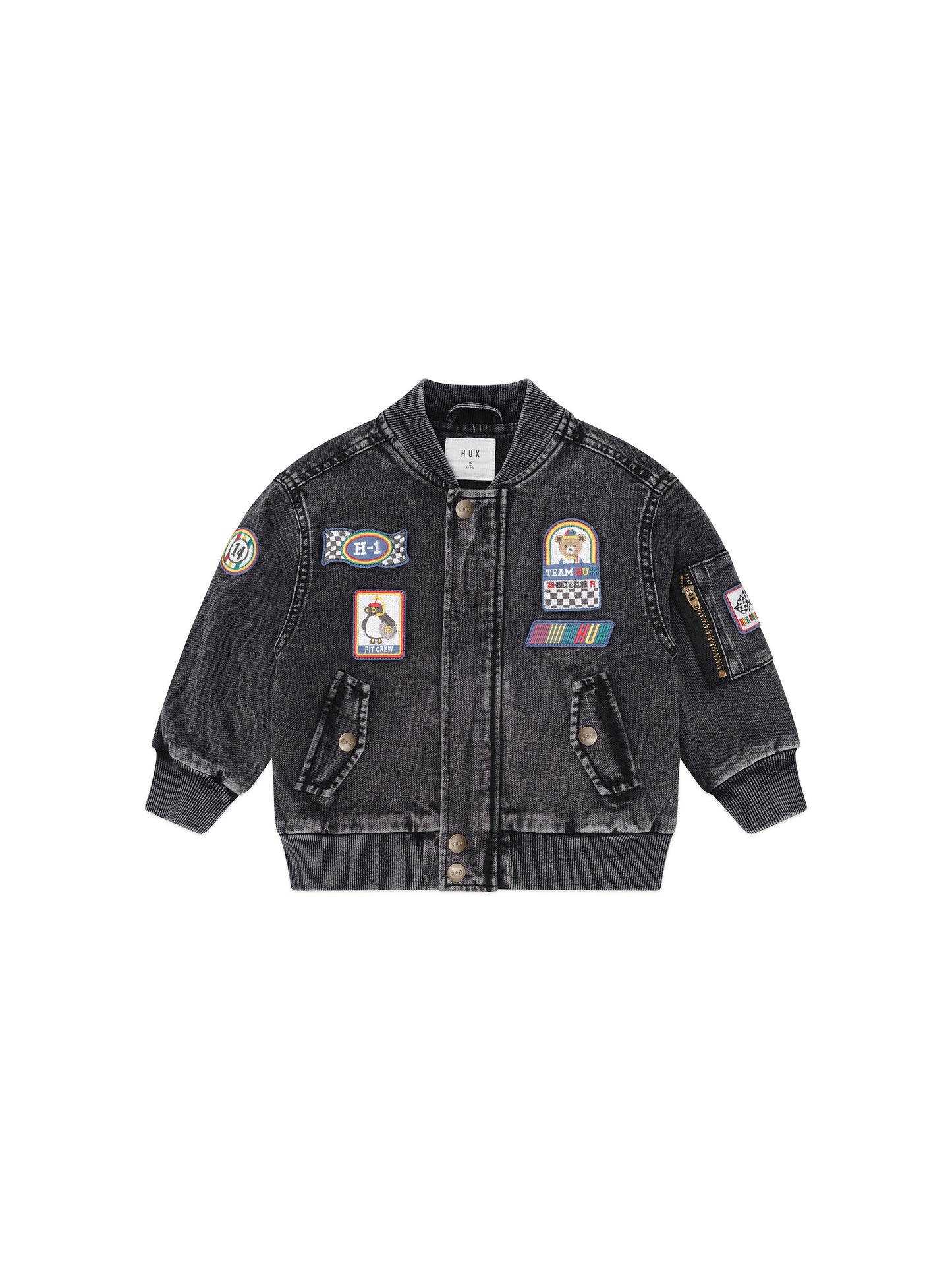 Huxbaby Black Knit Denim Patches Jacket