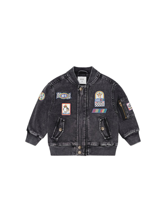 Huxbaby Black Knit Denim Patches Jacket