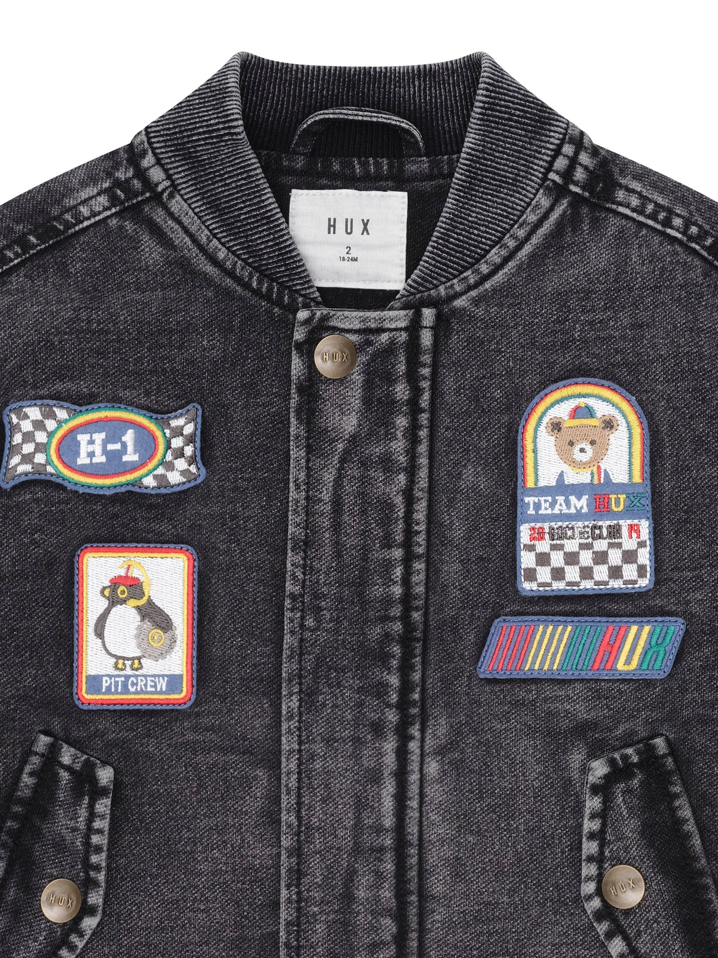 Huxbaby Black Knit Denim Patches Jacket