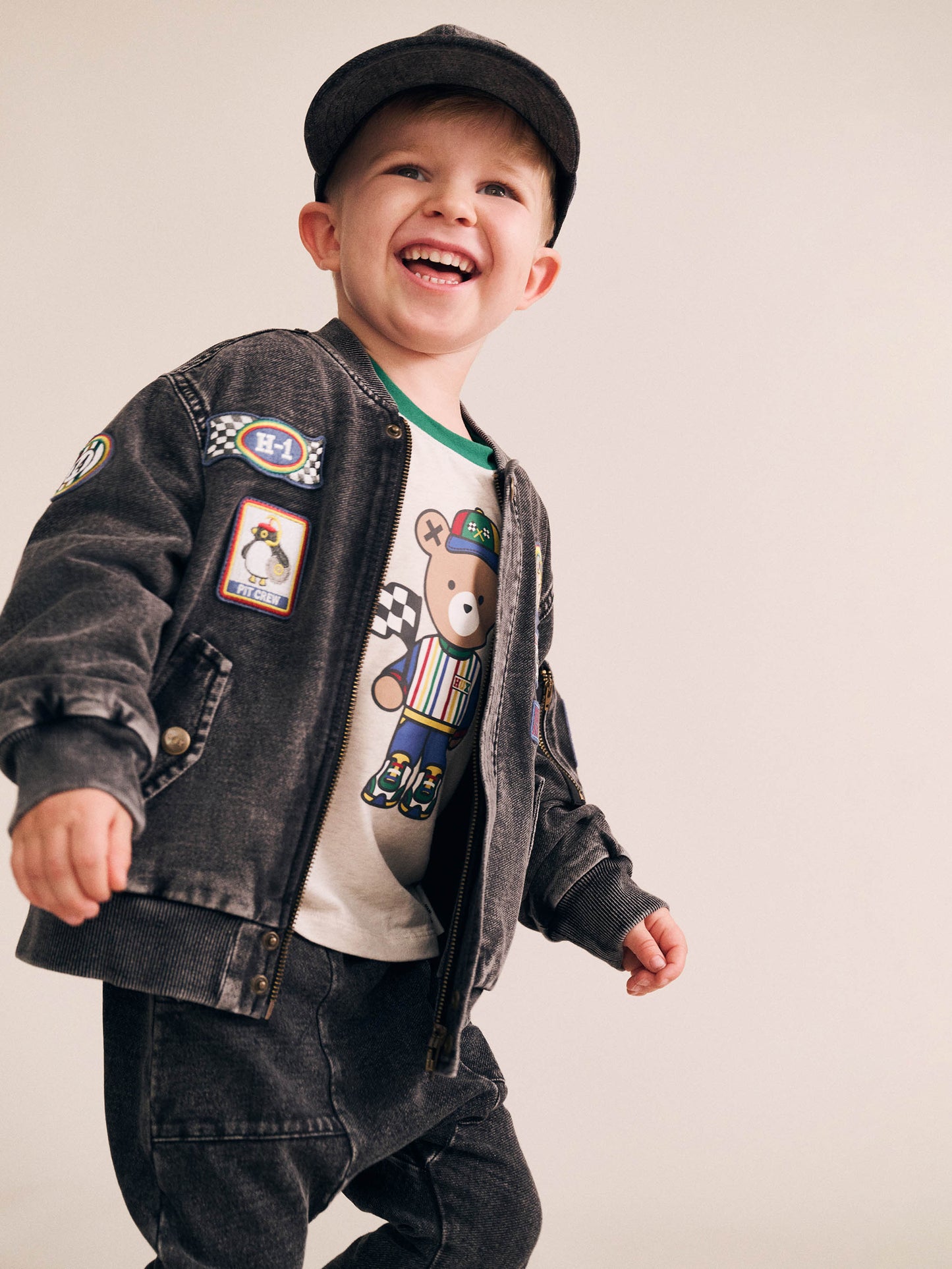 Huxbaby Black Knit Denim Patches Jacket