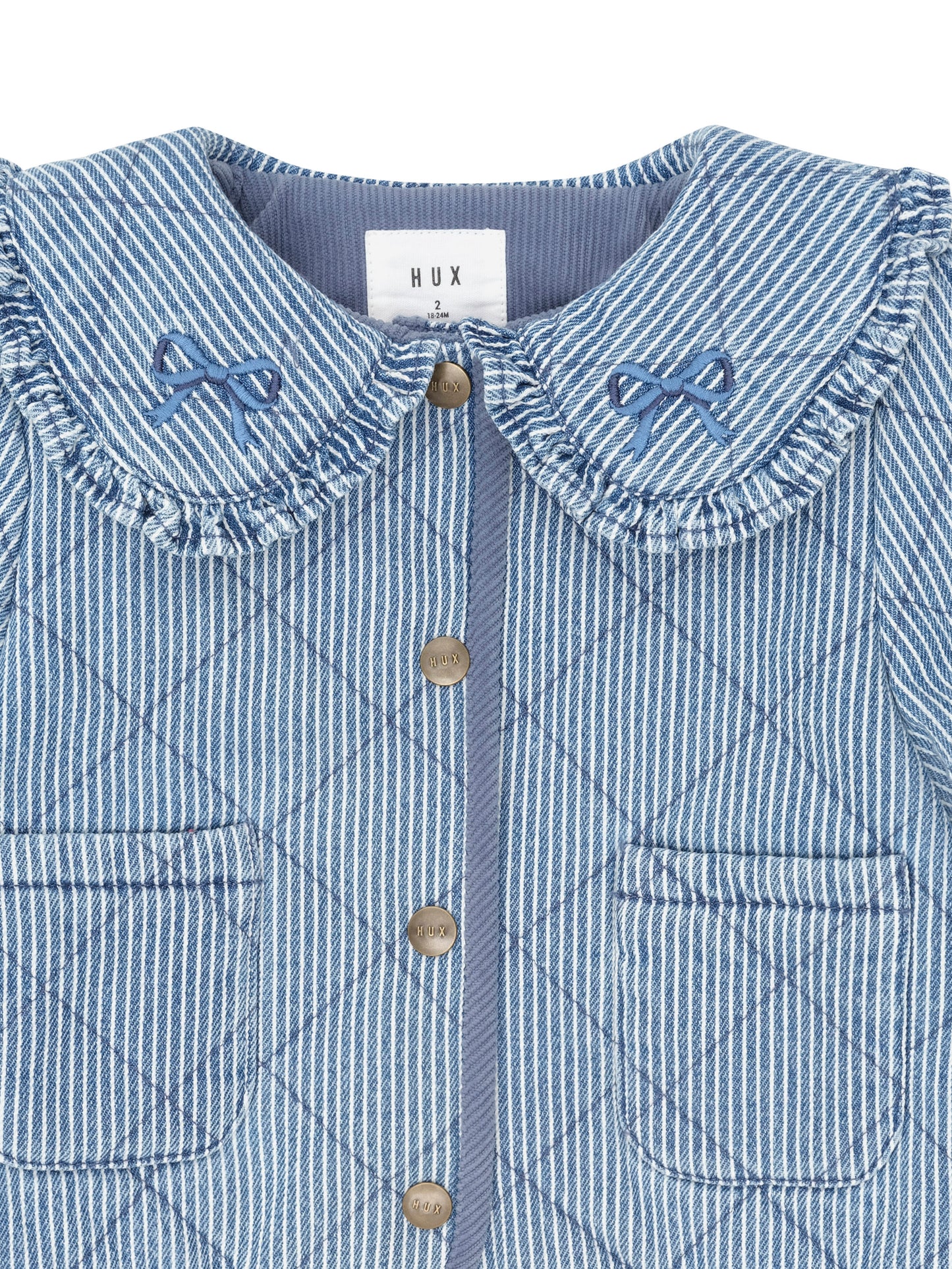 Huxbaby Vintage Bow Collar Denim Jacket