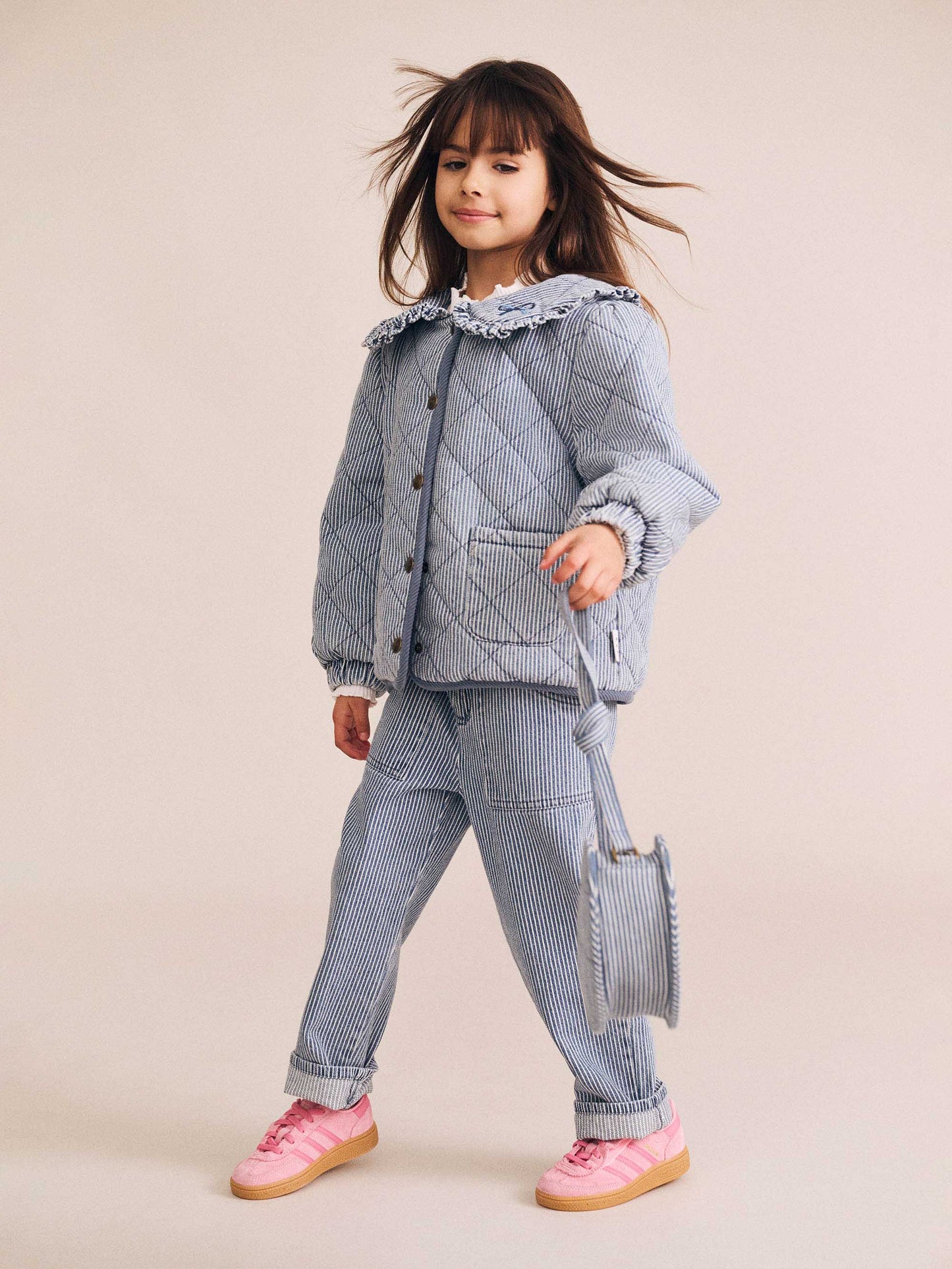 Huxbaby Vintage Bow Collar Denim Jacket