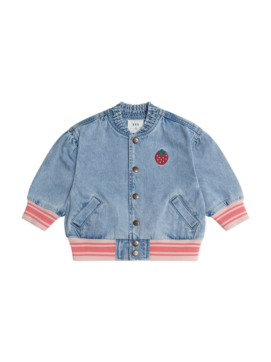 Huxbaby Dreamy Denim Strawberry Bomber