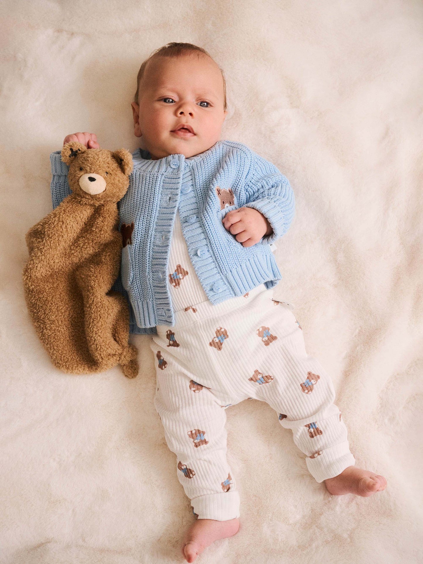 Huxbaby Fisherman Cardigan Baby Blue