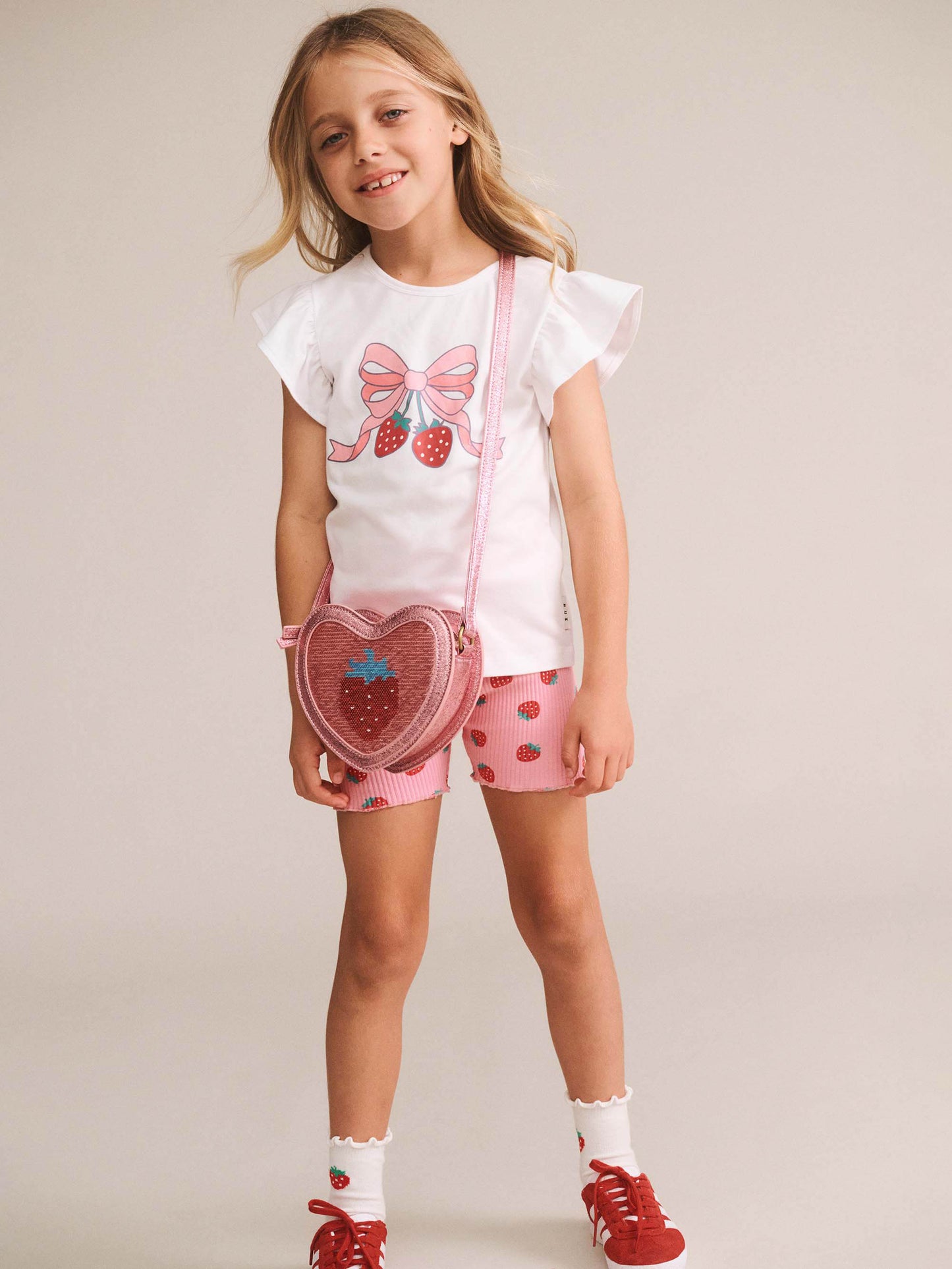 Huxbaby Strawberry Print Rib Bike Short