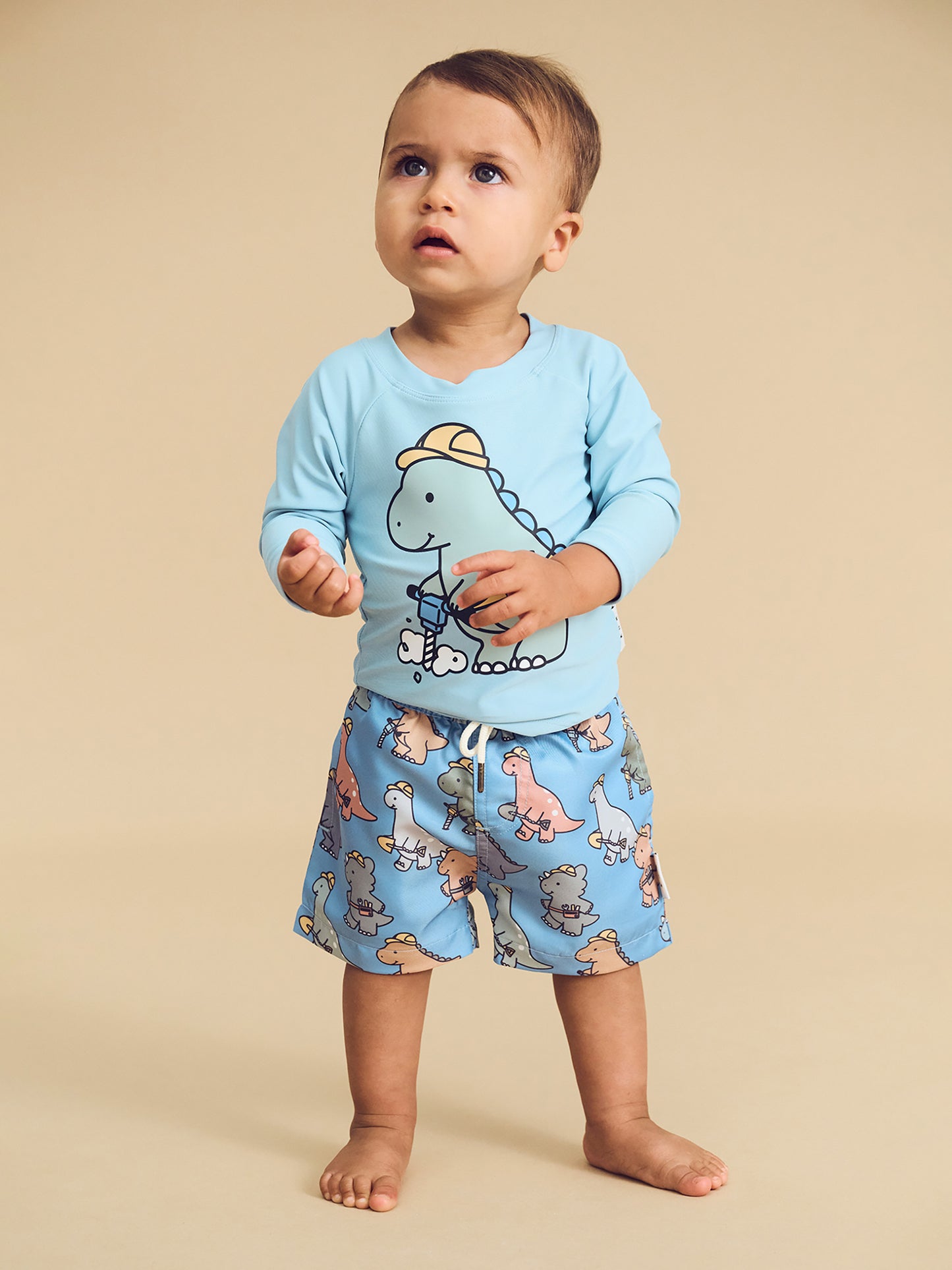 Huxbaby Construction Dinos Swim Short Bright Blue