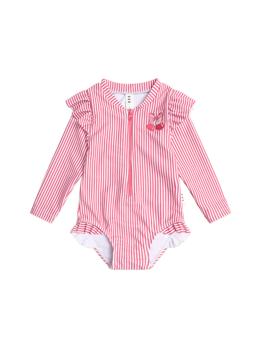 Huxbaby Frill Swimsuit Cherry Pie Stripe