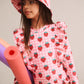 Huxbaby Strawberry Check Frill Long Sleeve Swimsuit
