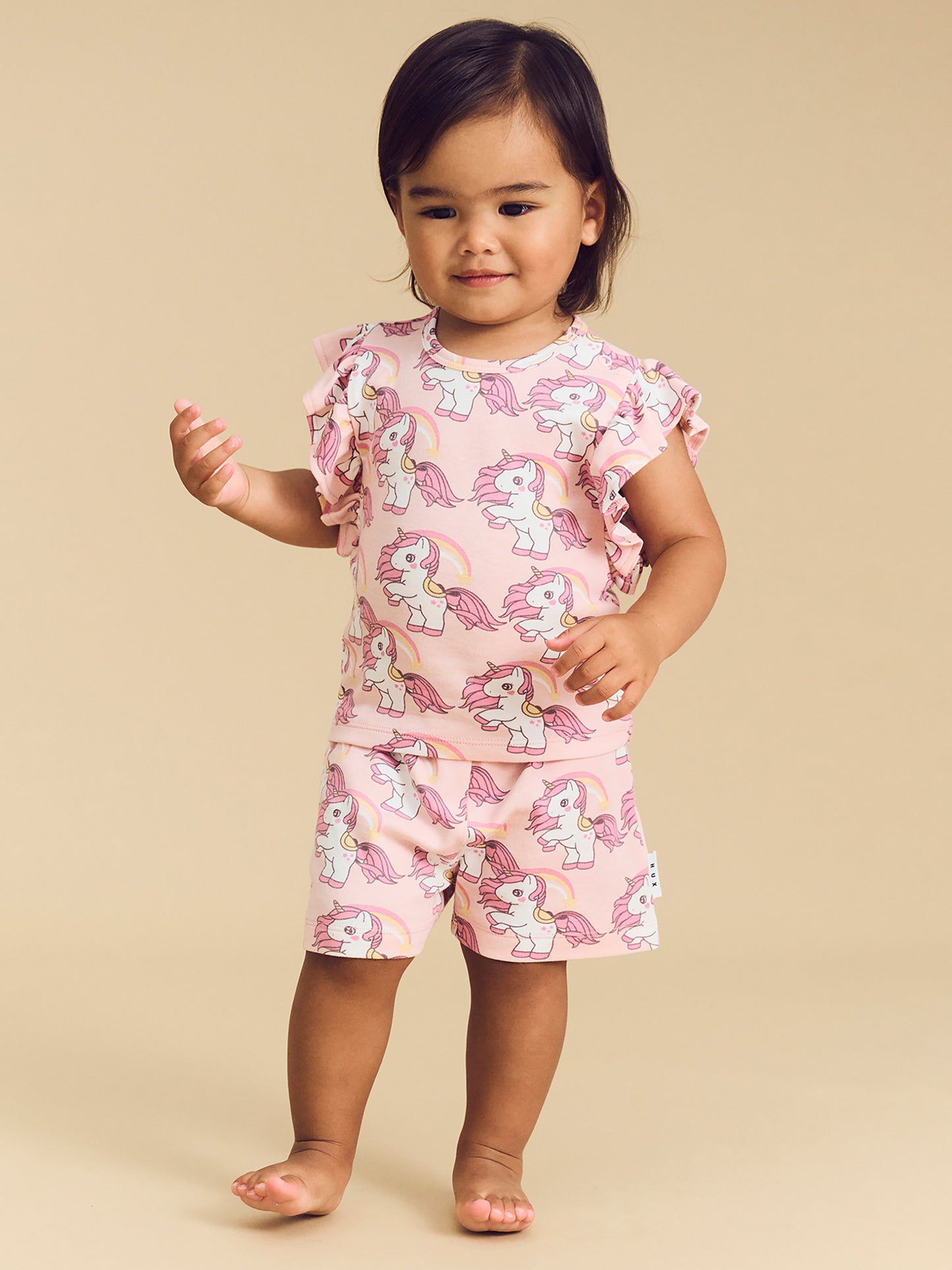 Huxbaby Rainbow Unicorn Frill PJ Set Blush