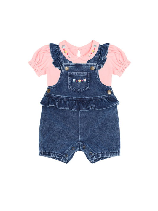 Huxbaby Floral 2Pc Denim Set Vintage Pink