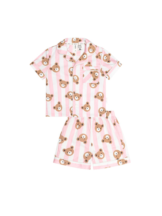 Huxbaby Huxbear Stripe Pjs Strawberry Creme | Almond Milk