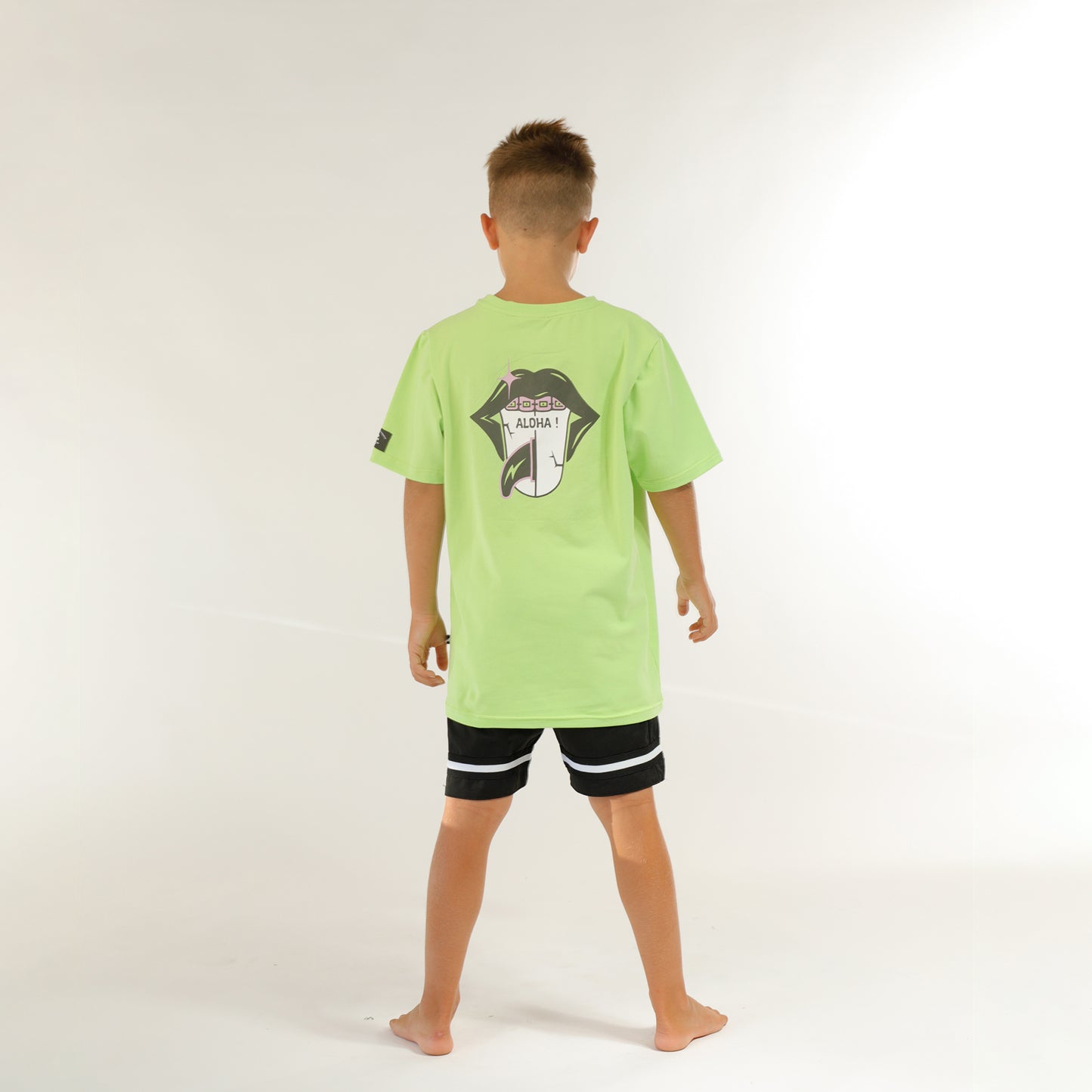 Hello Stranger Aloha Tongue Tee Lime