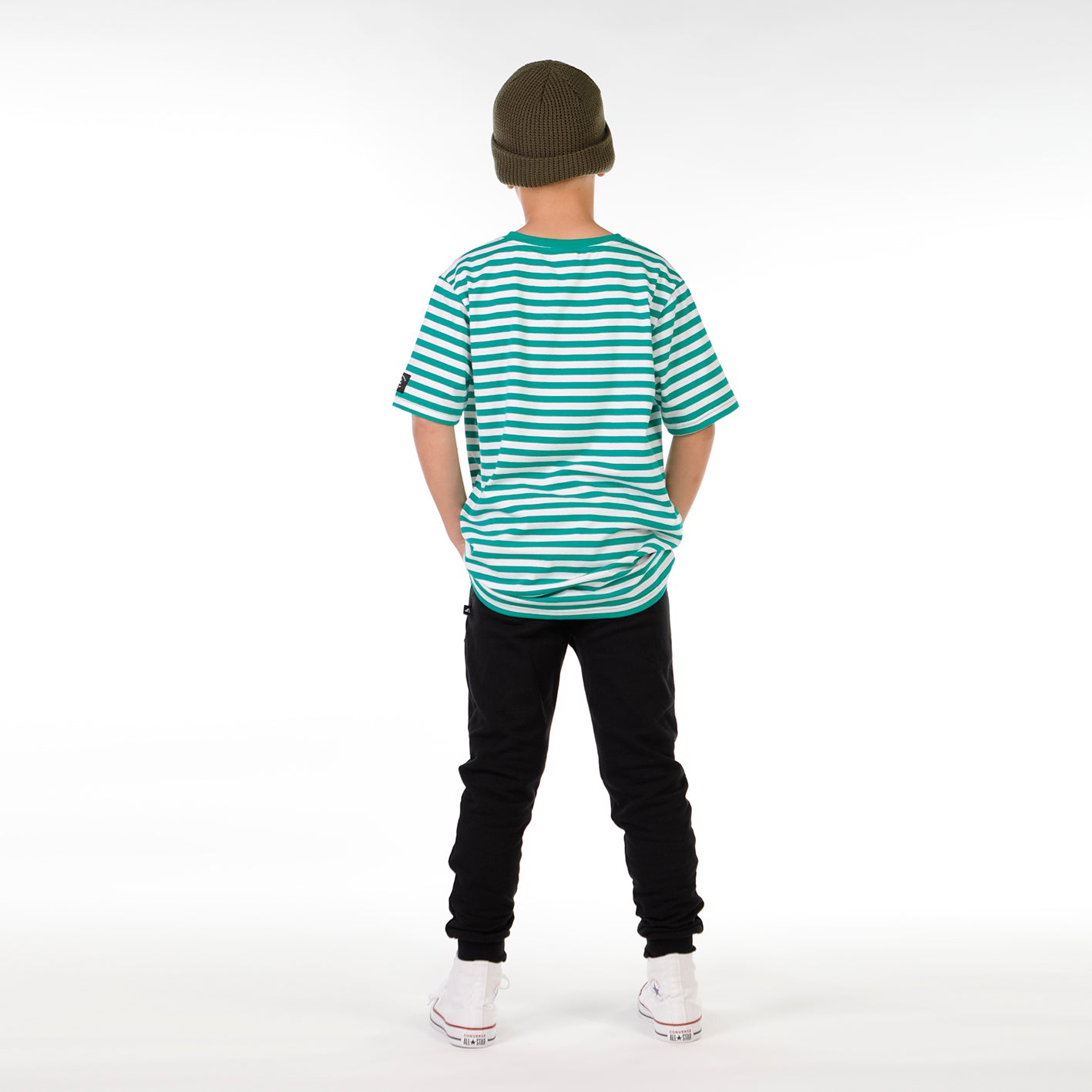 Hello Stranger Tee Green Stripe