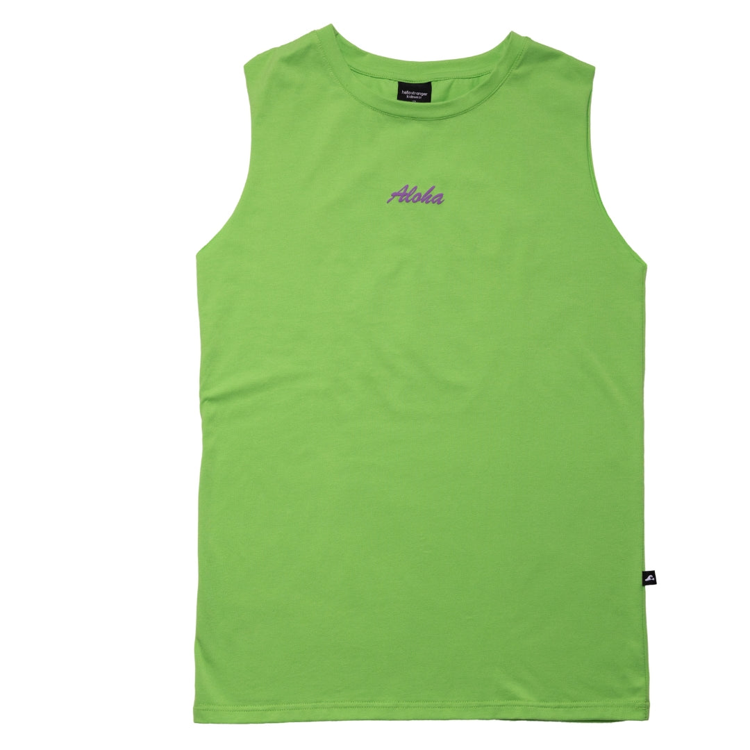 Hello Stranger Aloha Muscle Tee Lime