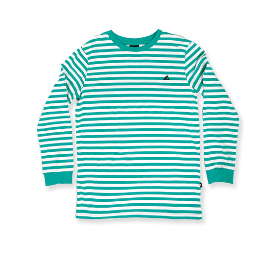 Hello Stranger Long Sleeve Tee Green Stripe