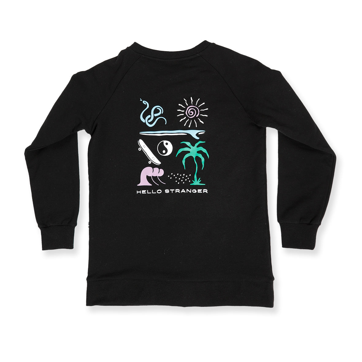 Hello Stranger Explorer Raglan Crew Black
