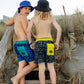 Hello Stranger Hibiscus Board Short Blue Black Hawaii Print