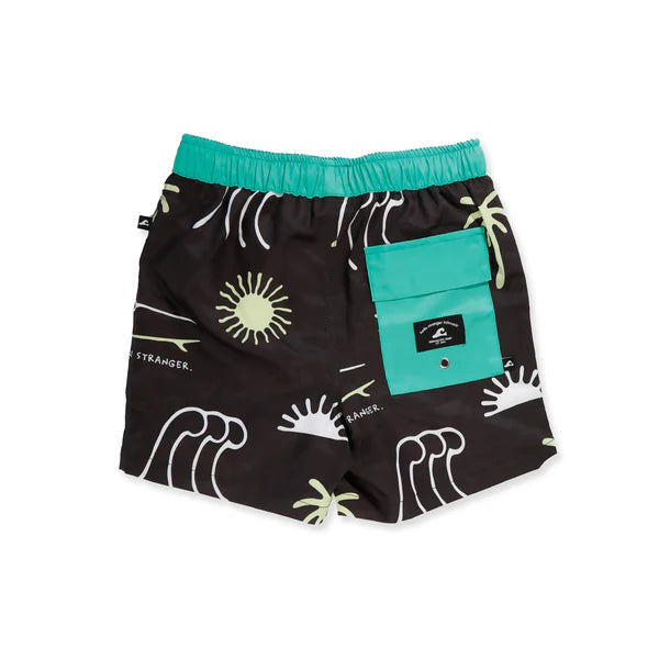 Hello Stranger Ocean Board Short Black Green