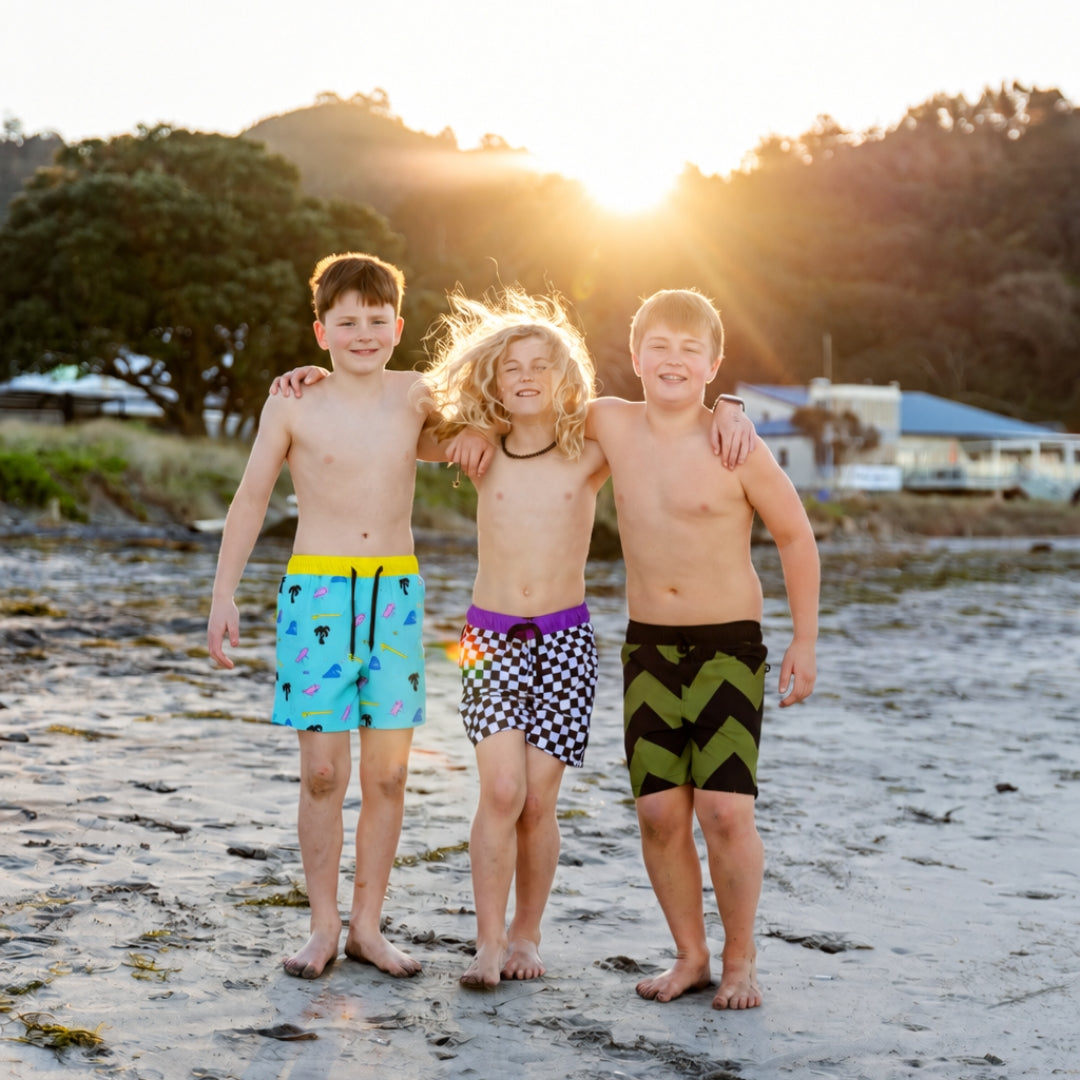 Hello Stranger Palms Board Short Turquoise Print
