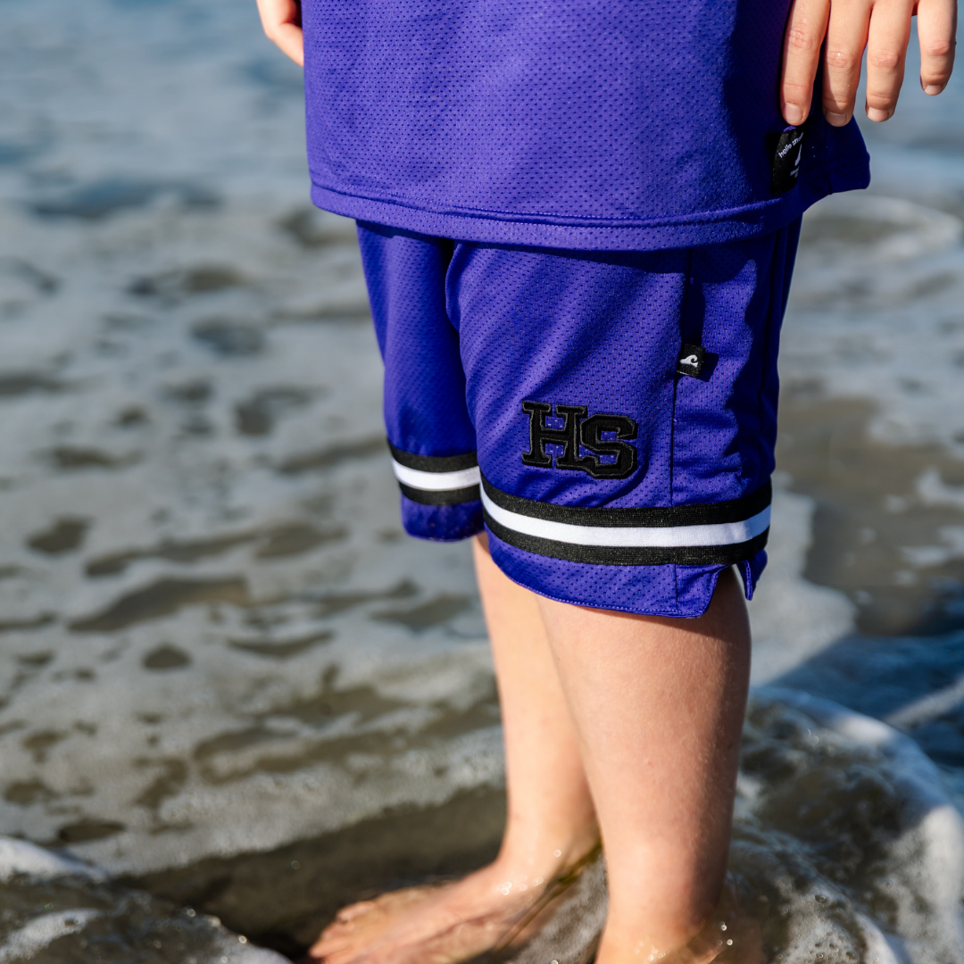 Hello Stranger Varsity Short Purple