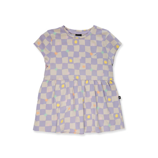 Hello Stranger Daze Short Sleeve Tee Purple Check