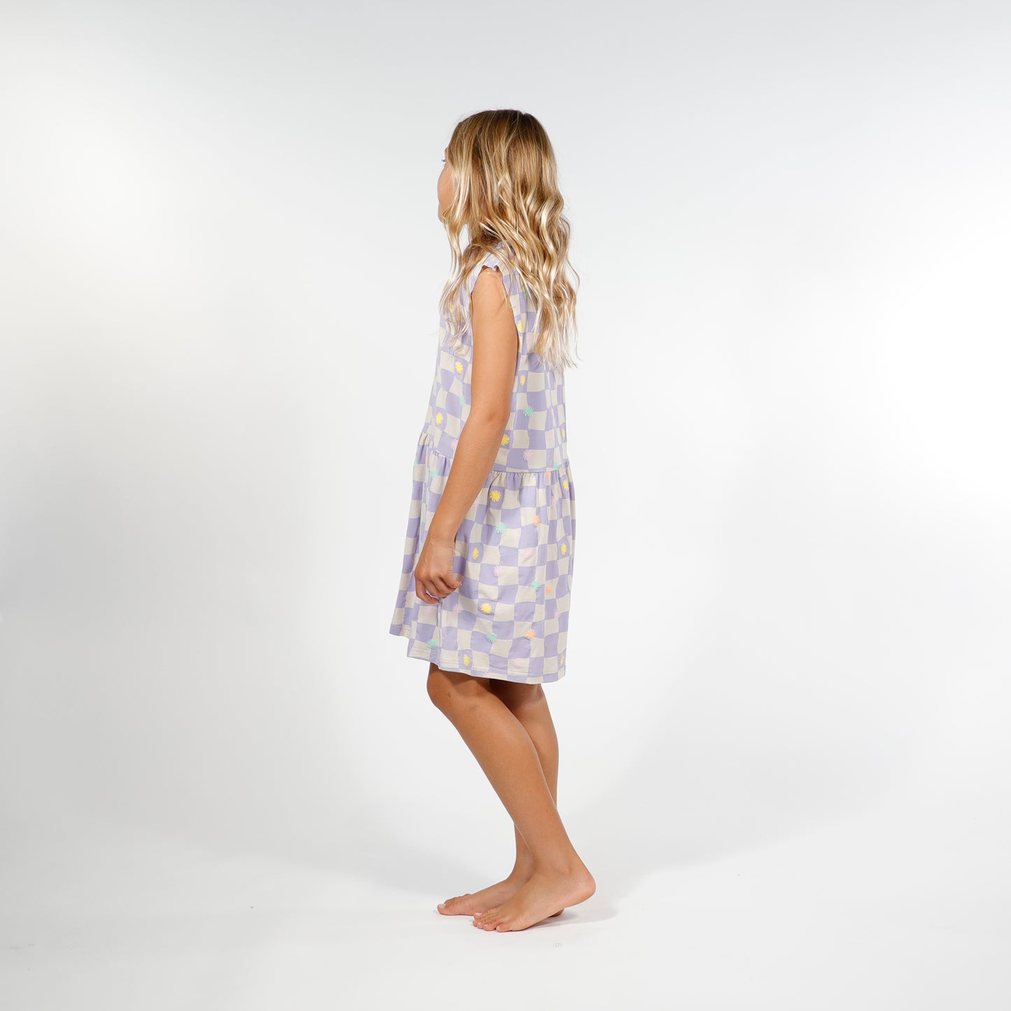 Hello Stranger Vacay Dress Purple Check