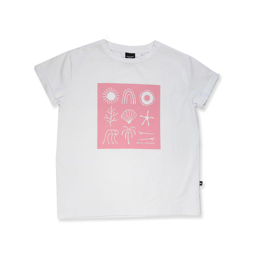 Hello Stranger Sea Shell Bailey Tee White | Pink
