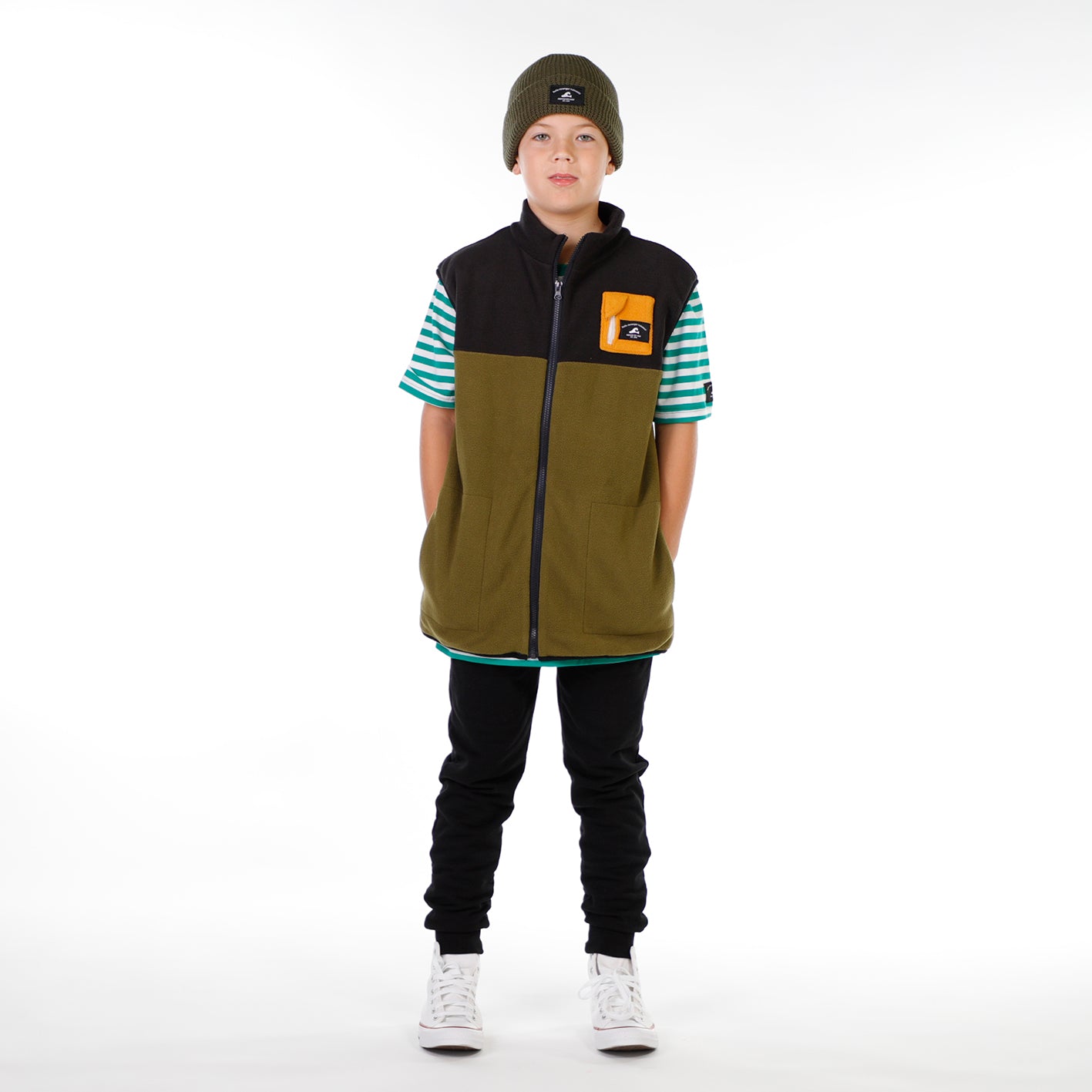 Hello Stranger Everything Vest Black Khaki