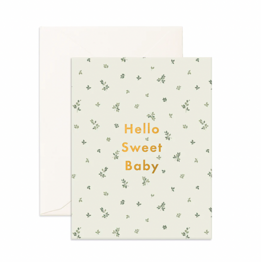 Hello Sweet Baby Broderie Greeting Card