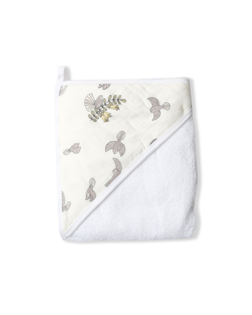 Babu Terry Hooded Baby Towel NZ Forest Prints Fantail