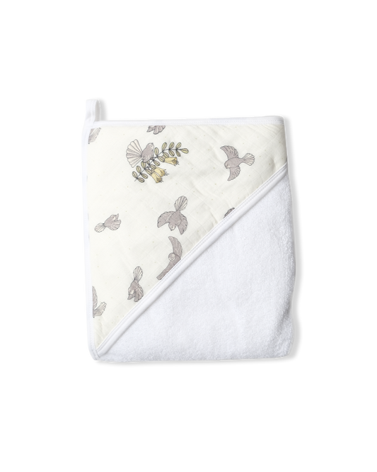 Babu Terry Hooded Baby Towel NZ Forest Prints Fantail